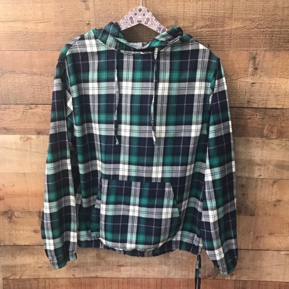 green plaid hoodie